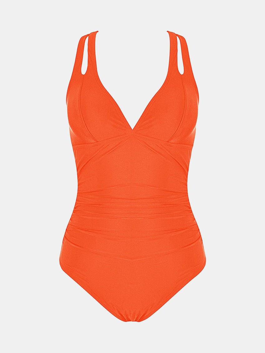 CUPSHE Women's One Piece Swimsuit Tummy Control Deep V Neck Double Straps Crisscross Back Tie Bathing Suit - 7DAY'S