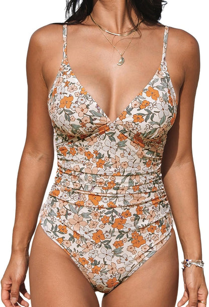 CUPSHE Women's One Piece Swimsuit Tummy Control V Neck Bathing Suits - 7DAY'S