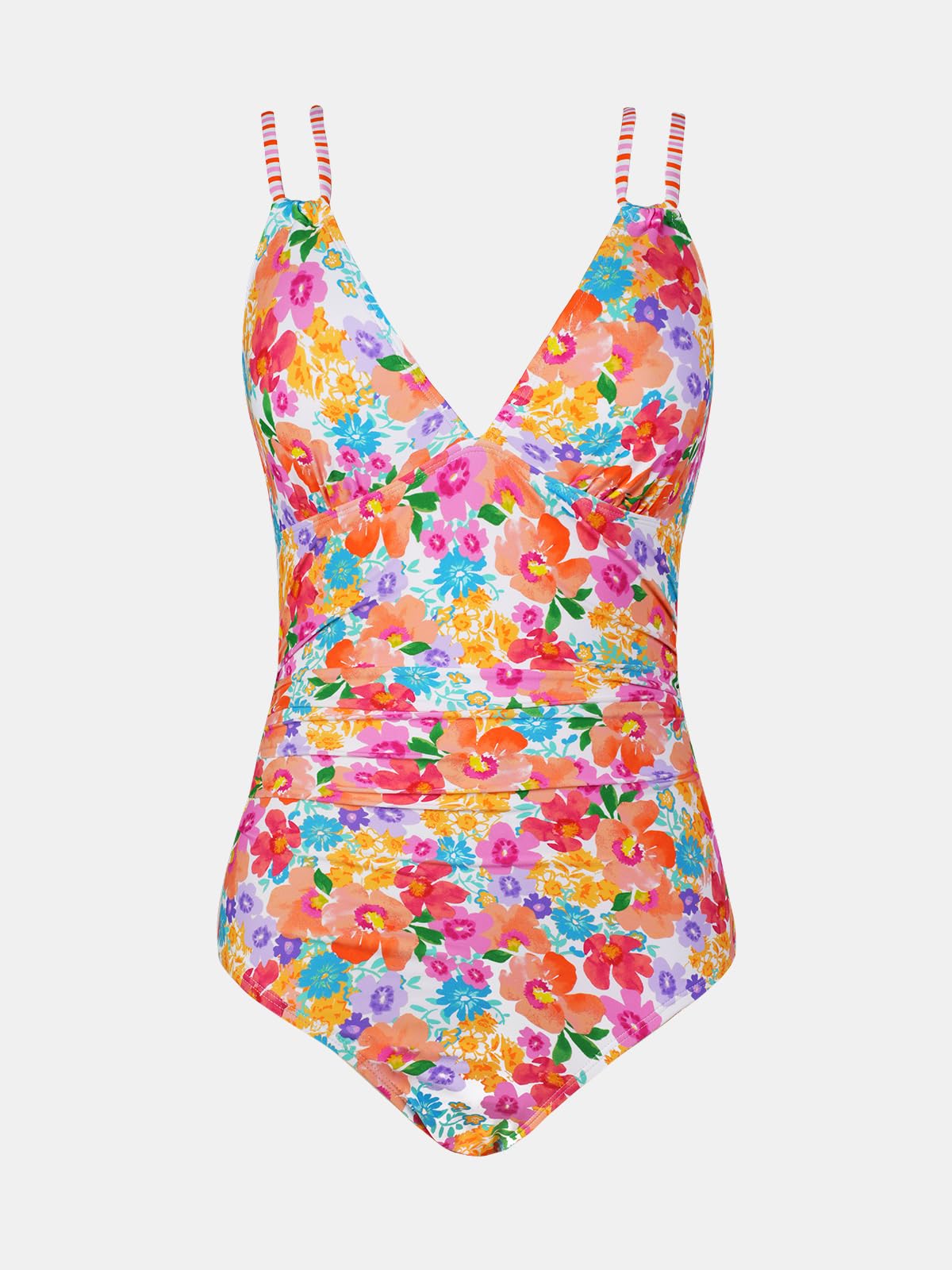 CUPSHE Women's One Piece Swimsuit V Neck Tummy Control Double Adjustable Straps Back Cutout O - Ring - 7DAY'S