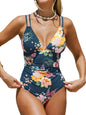CUPSHE Women's One Piece Swimsuit V Neck Tummy Control Double Adjustable Straps Back Cutout O - Ring - 7DAY'S