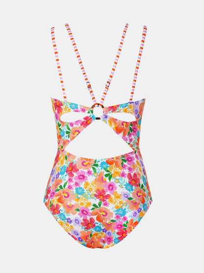 CUPSHE Women's One Piece Swimsuit V Neck Tummy Control Double Adjustable Straps Back Cutout O - Ring - 7DAY'S