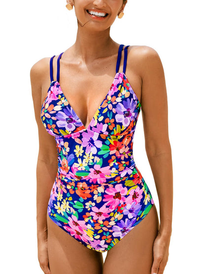 CUPSHE Women's One Piece Swimsuit V Neck Tummy Control Double Adjustable Straps Back Cutout O - Ring - 7DAY'S