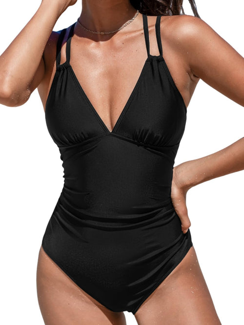 CUPSHE Women's One Piece Swimsuit V Neck Tummy Control Double Adjustable Straps Back Cutout O - Ring - 7DAY'S