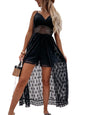 CUPSHE Women's Ruching Smocking Jumpsuit Summer Slip V Neck Backless Maxi High Low - 7DAY'S