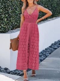 CUPSHE Women's Ruching Smocking Jumpsuit Summer Slip V Neck Backless Maxi High Low - 7DAY'S