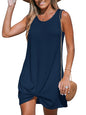 CUPSHE Women's Sleeveless Swimsuit Coverup Waffle Knit Swimwear Beach Cover Ups Twisted Mini Dress - 7DAY'S