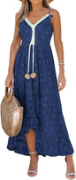 CUPSHE Women's Summer Dresses Sleeveless Lace Casual Tassel Beach Spaghetti Straps Flowy Maxi Sun Dress - 7DAY'S