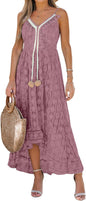 CUPSHE Women's Summer Dresses Sleeveless Lace Casual Tassel Beach Spaghetti Straps Flowy Maxi Sun Dress - 7DAY'S
