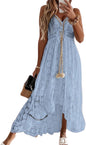 CUPSHE Women's Summer Dresses Sleeveless Lace Casual Tassel Beach Spaghetti Straps Flowy Maxi Sun Dress - 7DAY'S