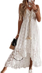 CUPSHE Women's Summer Dresses Sleeveless Lace Casual Tassel Beach Spaghetti Straps Flowy Maxi Sun Dress - 7DAY'S