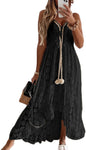 CUPSHE Women's Summer Dresses Sleeveless Lace Casual Tassel Beach Spaghetti Straps Flowy Maxi Sun Dress - 7DAY'S