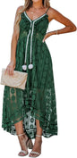 CUPSHE Women's Summer Dresses Sleeveless Lace Casual Tassel Beach Spaghetti Straps Flowy Maxi Sun Dress - 7DAY'S