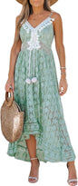 CUPSHE Women's Summer Dresses Sleeveless Lace Casual Tassel Beach Spaghetti Straps Flowy Maxi Sun Dress - 7DAY'S