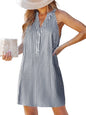 CUPSHE Womens Summer Dresses V Neck Sleeveless Striped Button Up Mini Casual Coverup Dress - 7DAY'S