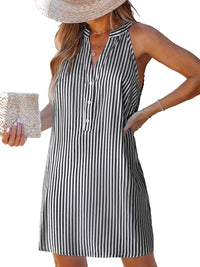 CUPSHE Womens Summer Dresses V Neck Sleeveless Striped Button Up Mini Casual Coverup Dress - 7DAY'S