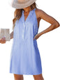 CUPSHE Womens Summer Dresses V Neck Sleeveless Striped Button Up Mini Casual Coverup Dress - 7DAY'S