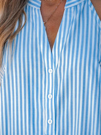 CUPSHE Womens Summer Dresses V Neck Sleeveless Striped Button Up Mini Casual Coverup Dress - 7DAY'S
