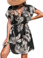 CUPSHE Women's Swimsuit Coverup Casual V Neck Beach Dress Short Sleeve Elastic Waist Swimwear Cover Ups 2025 Beachwear - 7DAY'S