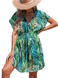 CUPSHE Women's Swimsuit Coverup Casual V Neck Beach Dress Short Sleeve Elastic Waist Swimwear Cover Ups 2025 Beachwear - 7DAY'S