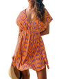 CUPSHE Women's Swimsuit Coverup Casual V Neck Beach Dress Short Sleeve Elastic Waist Swimwear Cover Ups 2025 Beachwear - 7DAY'S