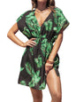 CUPSHE Women's Swimsuit Coverup Casual V Neck Beach Dress Short Sleeve Elastic Waist Swimwear Cover Ups 2025 Beachwear - 7DAY'S
