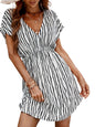 CUPSHE Women's Swimsuit Coverup Casual V Neck Beach Dress Short Sleeve Elastic Waist Swimwear Cover Ups 2025 Beachwear - 7DAY'S