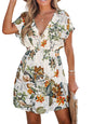 CUPSHE Women's Swimsuit Coverup Casual V Neck Beach Dress Short Sleeve Elastic Waist Swimwear Cover Ups 2025 Beachwear - 7DAY'S