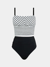 CUPSHE Women's Tankini Sets Square Neck Elastic High Waisted Two Piece Bathing Suits Adjustable Straps Swimwear - 7DAY'S