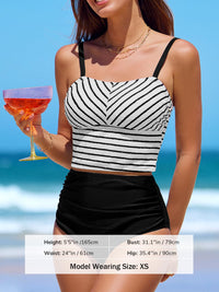 CUPSHE Women's Tankini Sets Square Neck Elastic High Waisted Two Piece Bathing Suits Adjustable Straps Swimwear - 7DAY'S