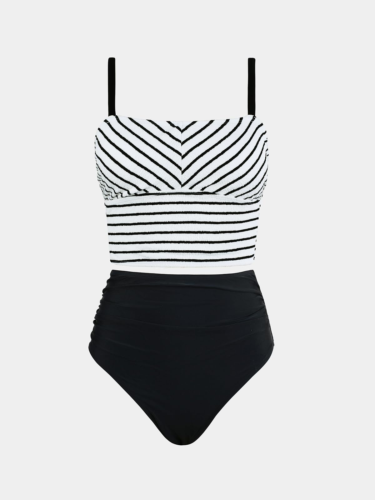 CUPSHE Women's Tankini Sets Square Neck Elastic High Waisted Two Piece Bathing Suits Adjustable Straps Swimwear - 7DAY'S