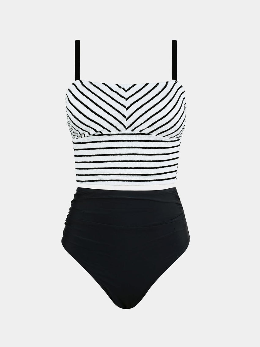 CUPSHE Women's Tankini Sets Square Neck Elastic High Waisted Two Piece Bathing Suits Adjustable Straps Swimwear - 7DAY'S