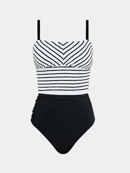 CUPSHE Women's Tankini Sets Square Neck Elastic High Waisted Two Piece Bathing Suits Adjustable Straps Swimwear - 7DAY'S