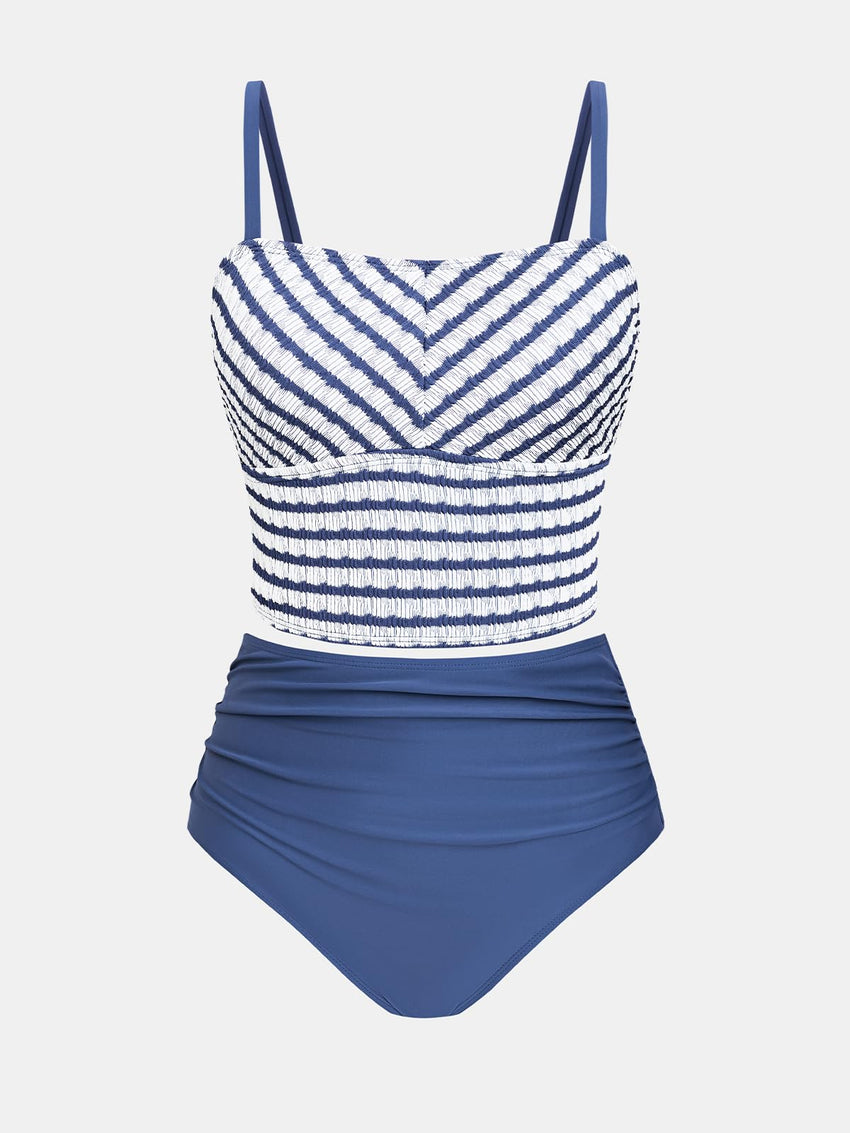 CUPSHE Women's Tankini Sets Square Neck Elastic High Waisted Two Piece Bathing Suits Adjustable Straps Swimwear - 7DAY'S