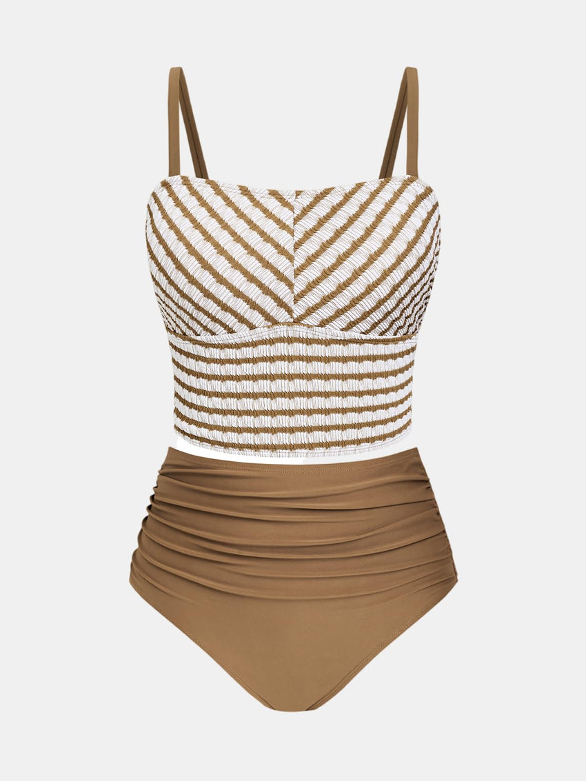 CUPSHE Women's Tankini Sets Square Neck Elastic High Waisted Two Piece Bathing Suits Adjustable Straps Swimwear - 7DAY'S