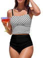 CUPSHE Women's Tankini Sets Square Neck Elastic High Waisted Two Piece Bathing Suits Adjustable Straps Swimwear - 7DAY'S