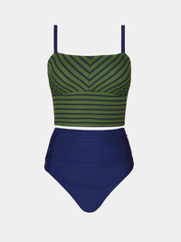 CUPSHE Women's Tankini Sets Square Neck Elastic High Waisted Two Piece Bathing Suits Adjustable Straps Swimwear - 7DAY'S