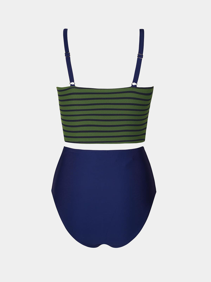 CUPSHE Women's Tankini Sets Square Neck Elastic High Waisted Two Piece Bathing Suits Adjustable Straps Swimwear - 7DAY'S