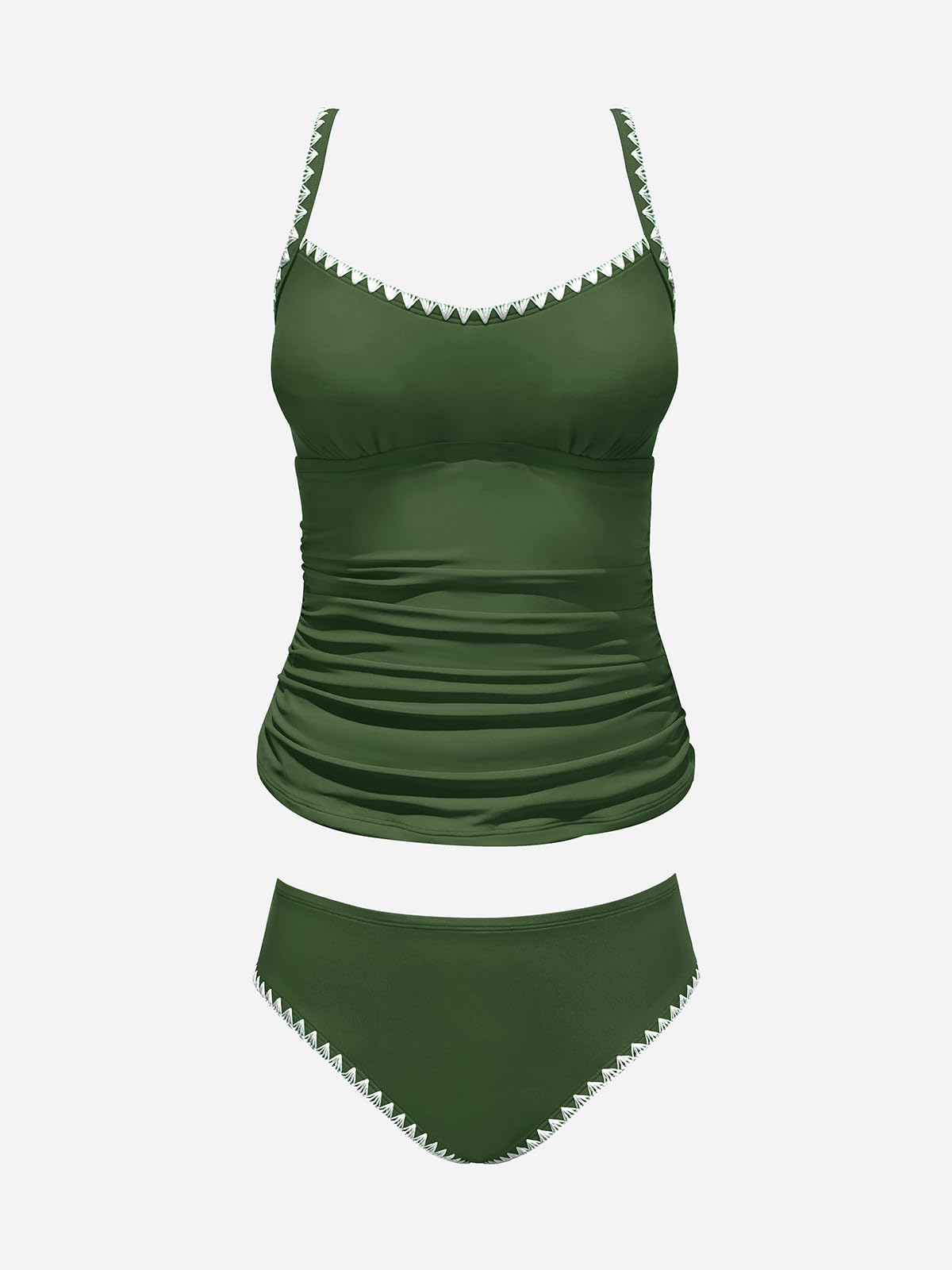 CUPSHE Women's Tankini Sets Two Piece Swimsuit Scoop Neck Mid Rise Adjustable Straps Shell Stitched (XS - 4XL) - 7DAY'S
