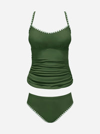 CUPSHE Women's Tankini Sets Two Piece Swimsuit Scoop Neck Mid Rise Adjustable Straps Shell Stitched (XS - 4XL) - 7DAY'S