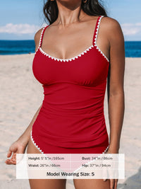 CUPSHE Women's Tankini Sets Two Piece Swimsuit Scoop Neck Mid Rise Adjustable Straps Shell Stitched (XS - 4XL) - 7DAY'S