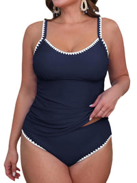 CUPSHE Women's Tankini Sets Two Piece Swimsuit Scoop Neck Mid Rise Adjustable Straps Shell Stitched (XS - 4XL) - 7DAY'S
