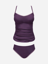 CUPSHE Women's Tankini Sets Two Piece Swimsuit Scoop Neck Mid Rise Adjustable Straps Shell Stitched (XS - 4XL) - 7DAY'S