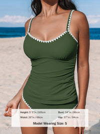 CUPSHE Women's Tankini Sets Two Piece Swimsuit Scoop Neck Mid Rise Adjustable Straps Shell Stitched (XS - 4XL) - 7DAY'S