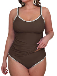 CUPSHE Women's Tankini Sets Two Piece Swimsuit Scoop Neck Mid Rise Adjustable Straps Shell Stitched (XS - 4XL) - 7DAY'S
