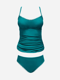 CUPSHE Women's Tankini Sets Two Piece Swimsuit Scoop Neck Mid Rise Adjustable Straps Shell Stitched (XS - 4XL) - 7DAY'S