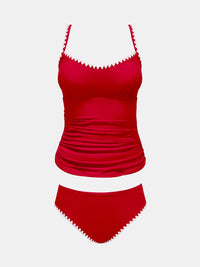 CUPSHE Women's Tankini Sets Two Piece Swimsuit Scoop Neck Mid Rise Adjustable Straps Shell Stitched (XS - 4XL) - 7DAY'S