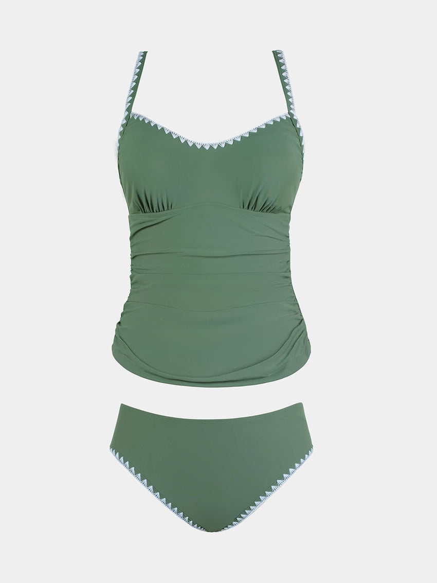 CUPSHE Women's Tankini Sets Two Piece Swimsuit Scoop Neck Mid Rise Adjustable Straps Shell Stitched (XS - 4XL) - 7DAY'S