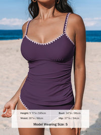 CUPSHE Women's Tankini Sets Two Piece Swimsuit Scoop Neck Mid Rise Adjustable Straps Shell Stitched (XS - 4XL) - 7DAY'S