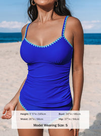 CUPSHE Women's Tankini Sets Two Piece Swimsuit Scoop Neck Mid Rise Adjustable Straps Shell Stitched (XS - 4XL) - 7DAY'S