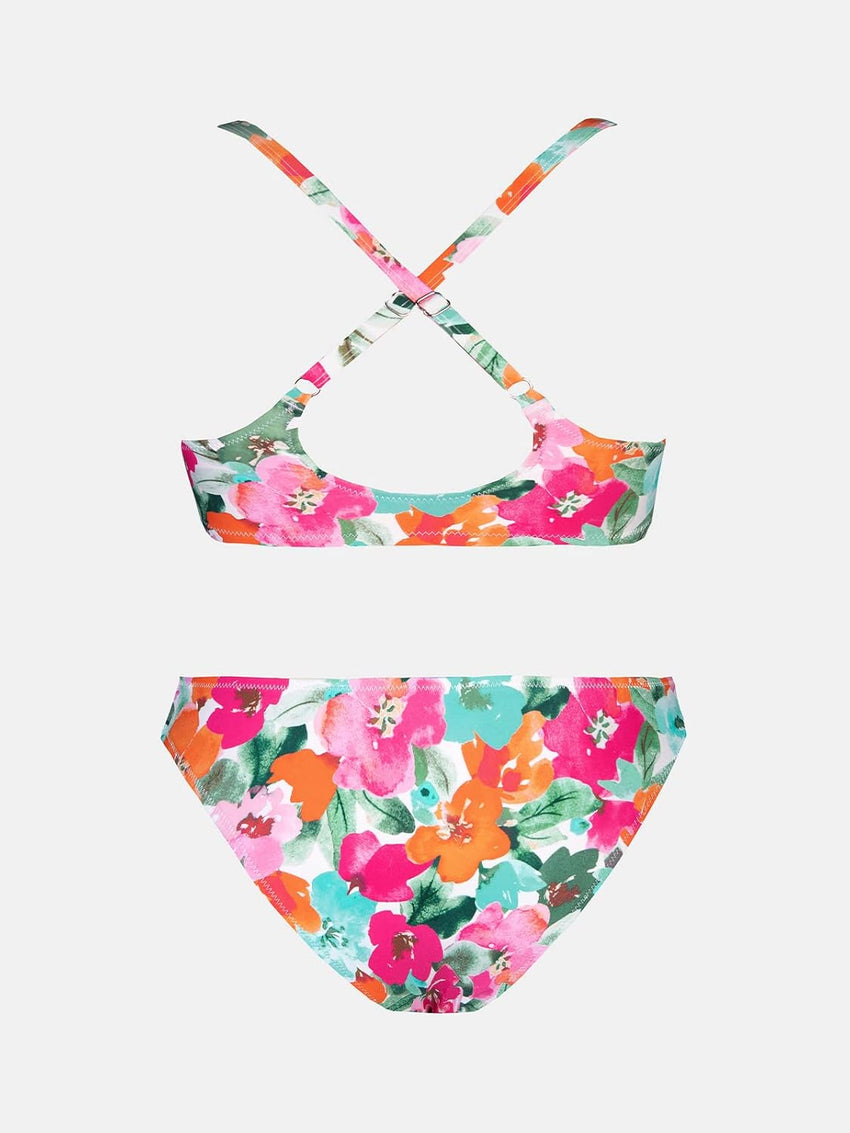 CUPSHE Women's Two Piece Bikini Set Floral Print Knot Bunny Tie - 7DAY'S